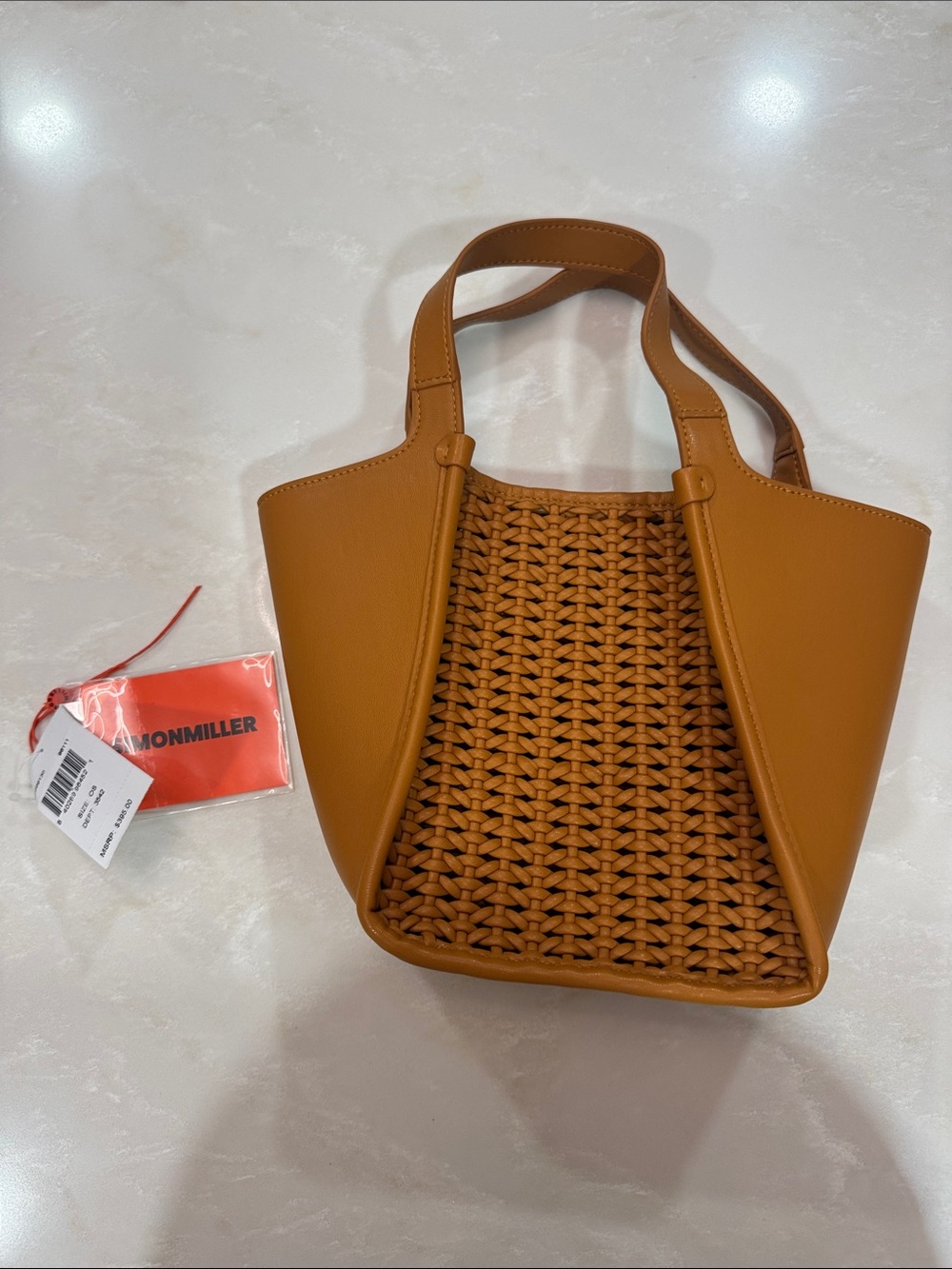 Simon Miller Tan Woven Front Tote small